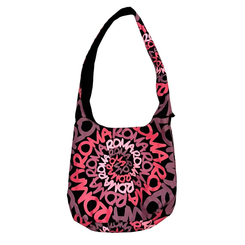 Robin Ruth Roma Shoulder Bag Pink Black Graphic City Print Travel Souvenir Tote